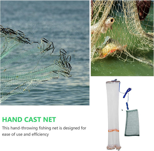 TOMETURE 1.2m Hand Cast Fishing Net with Aluminum Alloy Frame and Steel Weights, Height Circular Throwing Net