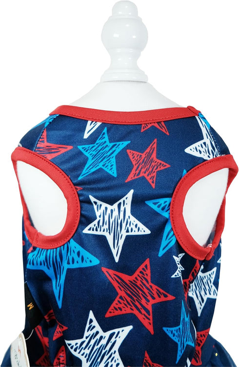 4th of July Holiday American Starshine Mesh Costume Skirt for Small Dogs, Independence Day Dog Dress Outfit
