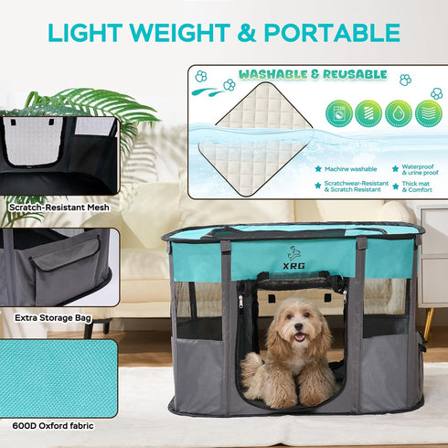 (Medium31.5" 23.6" 21.7" Portable Foldable Pet Playpen Collapsible Crates Kennel Playpen for Dog cat and Rabbit &Travel