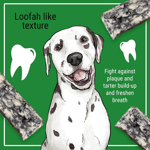 Happy Teeth Cheese & Charcoal Dental Dog Chews - Cheese Flavor with Activated Charcoal, 2 Chews per Pouch