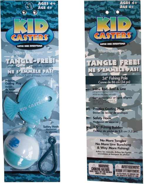 Kid Casters Blue Camo No Tangle Fishing Combo with Bobber, Practice Casting Plug