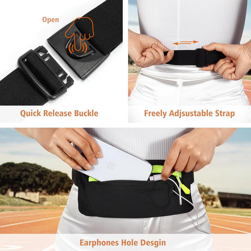 WHIPPY Slim Running Belt Fanny Pack for Women Men, Elastic Runners Belt Waist Pouch Chest Bag Phone Holder Waist Pack