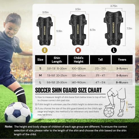 Geekism 3 5 4-6 7-9 10-12 Soccer Shin Guards for Youth Kids Toddler, Protective Soccer Shin Pads & Sleeves Equipment