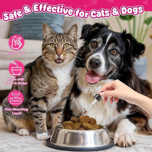 Cat & Dog Urinary Tract Support Drops with Cranberry Kidney & Bladder Health Natural Supplement for Pet Wellness