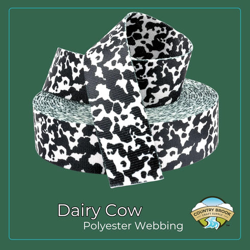 Country Dairy Cow Print Polyester Webbing - Brook Design