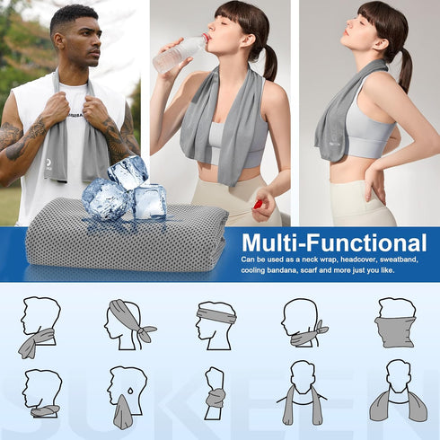 8 Pack (40"x 12"), Sukeen Cooling Towels Cooling Towels for Neck and Face, Microfiber Breathable Towel for Hot Weather