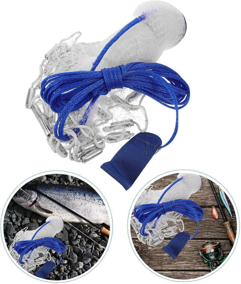 4ft/1.2m Luxshiny Hand Throw Cast Net Monofilament Fishing Net with Weighted Steel Sinkers Saltwater Shrimp for Bait