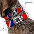 Dog Collar Seatbelt Buckle, Steal Your Face Lightning Bolt Repeat, Red White Blue, 18 to 32 Inches, 1.5 Inch Wide