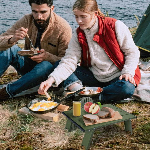 Small Folding Camping Table, Ultralight Portable Mini Beach Table with Carry Bag, Compact Low Side Picnic Tables