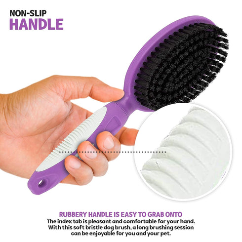Soft Bristle Dog Brush for Short Haired Cats or Dogs - Firm Bristles for Dust, Dirt, and Loose Fur