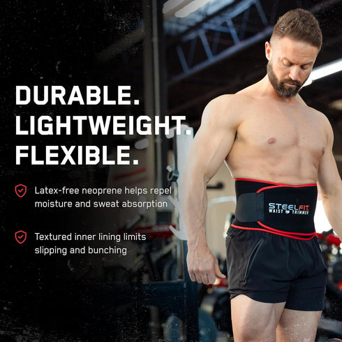 SteelFit Waist Trimmer Belt for Women & Men, Moisture-Resistant Neoprene Waist Trainer for Stomach & Belly Fat