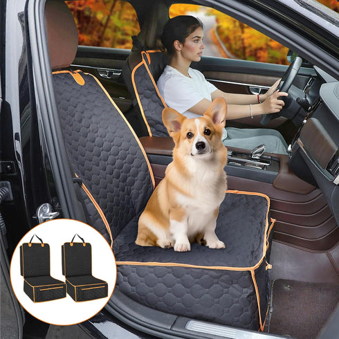 2 Packs Front Seat Car Cover, Waterproof Dog Car Seat Cover, Non-slip & Scratch-Proof, Pet Car Seat Protector with Side