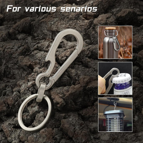 Heavy Duty Titanium Carabiner Clip Hook EDC Keychain - Anti-Lost Quick Release Key Chain for Keys