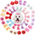 40 Pieces Dog Bows, Cute Puppy Dog Bowknot Hair Bows, Handmade Hair Accessories with Rubber Bands, Multicolor Grooming