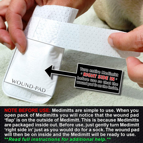 Pack 12-Pack) Medimitt Paw Bandages for Dogs, Cats and Pets Stretchy Medical Booties, First Aid for Paws Non Slip, Non