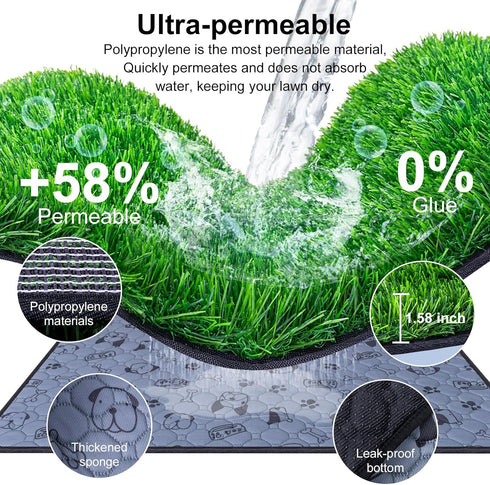 Alckijy 32" 24" Pee Pads for Dogs with Fake Grass, x Indoor Artificial Grass for Dogs Potty, Lawn Pee Pads for Doggie