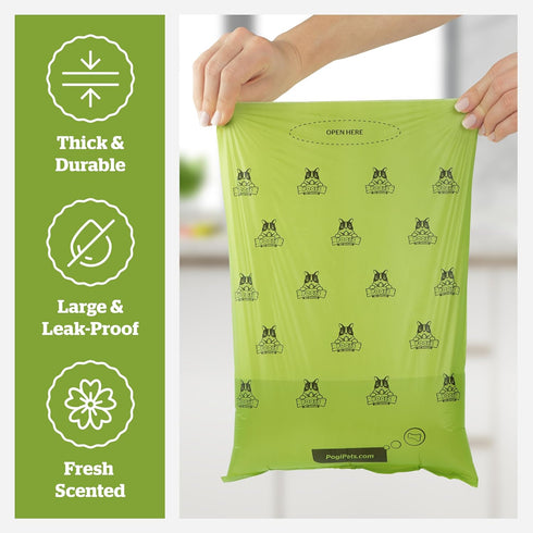 60 900-Count) Pogis Dog Poop Bags Leak-Proof & Extra Thick Pet Waste Bags (Fresh Scent, Rolls