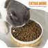 Shallow Elevated Cat Bowls, 5.9 Inch Wide Raised Ceramic Dishes with Bamboo Stand, Whisker Friendly Feeding Station,