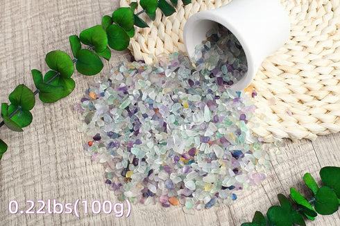 Crystal Fluorite Vase Filler, 0.22lbs, Polished Healing Chips for Fish Tank Gravel and Succulent Plants.
