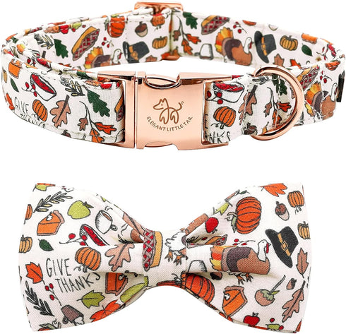 Elegant little tail Dog Collar with Bow, Thanksgiving Turkey Bow for Large Dogs