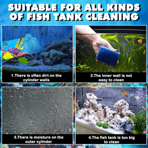 2 Pcs Algae Cleaning Scrapers, Aquarium Tank Glass Brush, Magnetic Cleaner for Fish Tank Cleaning (Blue, Coffee Black)