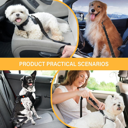 Famstar 1 Pack 360 Dog Seat Belt Retractable Dog Car Harness Adjustable Elastic Bungee Buffer Heavy Duty & Durable
