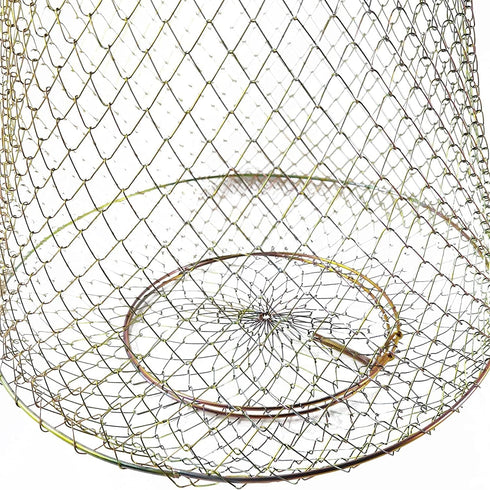 PSGGARY Steel Wire Galvanized Collapsible Crab Fisher's Basket, Metal Rustproof Portable Fishing Basket Cage