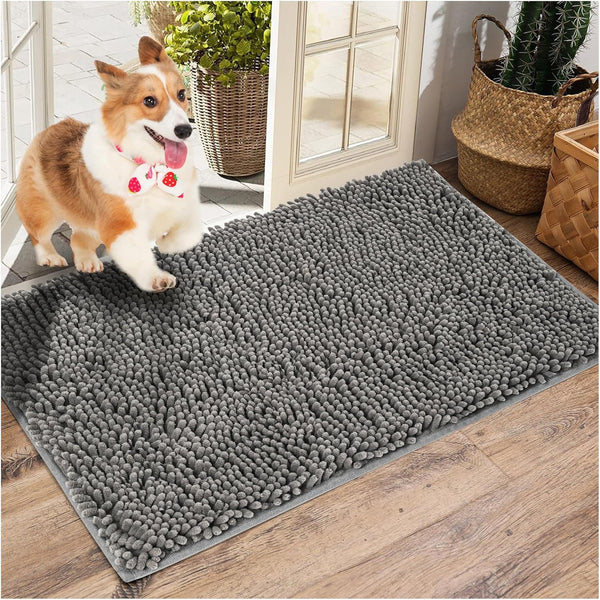 Washable Soft Microfiber Mud Mats for Large Dogs, Absorbent Non-Slip Dog Door Mat for Muddy Paws, Indoor Dog Rugs