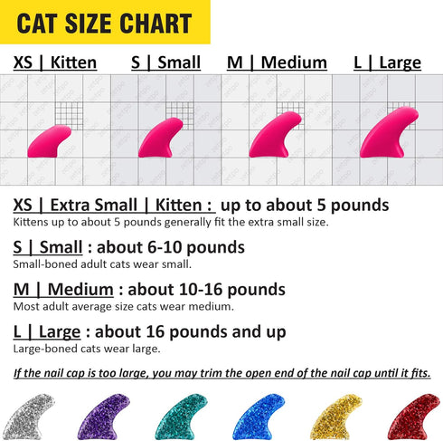 zetpo Glitter Cat Nail Caps, Cat Claw Covers with Adhesives and Applicators (6X Glitter | 120 pcs, M)
