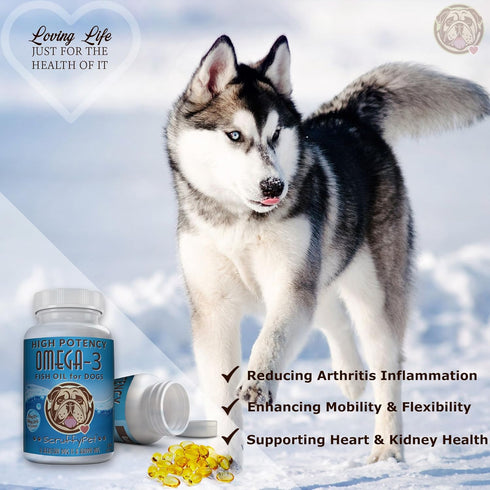 Pure Omega 3 Wild Fish Oil for Dogs with Vitamin E, Highest EPA & DHA Softgels Available, 180ct