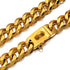 Strong Stainless Steel Gold Dog Collars, 23MM Cuban Link Chain, Safety Buckle Lock, for All Sizes (24")