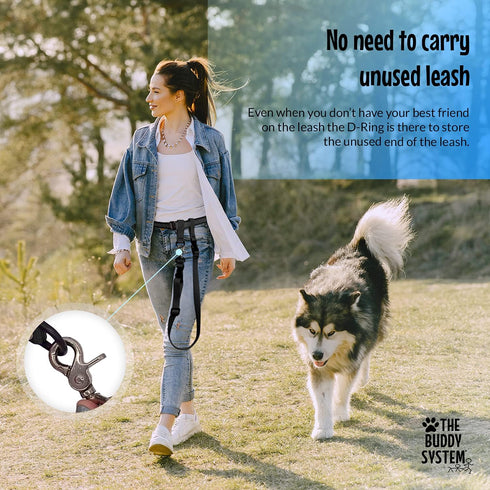 The Buddy System Adjustable Hands-Free Dog Leash for Running and Training Service Dogs, USA Made, Large Belt