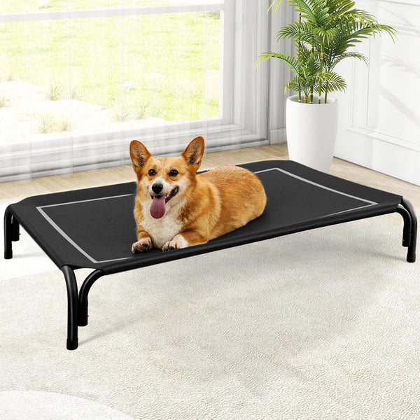 Elevated Dog Bed, Raised Outdoor Bed for Medium Dogs, Portable Cooling Cot with Breathable & Washable Mesh, Indoor &