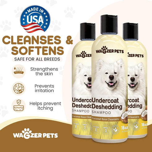 Deshedding Dog Shampoo, Coconut Oil Infused for Sensitive Skin, 16 oz, Odor Neutralizing