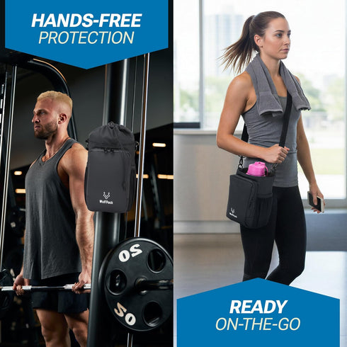 WulfPack Magnetic Gym Bag, Magnetic Bottle Bag, Water Bottle Carrier Holder with Large Phone Pockets, Large Pockets