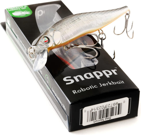 Snappr Natural Robotic Swimming Lure, Mega 117mm, Rechargeable LED Light for Bass Fishing