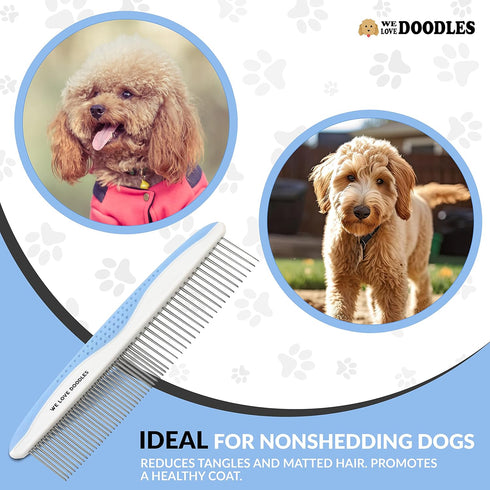 Metal Dog Grooming Comb - Removes Tangles & Matts, Best for Poodles, Goldendoodles, Long Haired Dogs (Large)