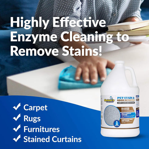 Pet Odor Eliminator - 1 Gallon, Advanced Bio-Enzyme Cleaner and Stain Remover for Dogs and Cats Urine Smells