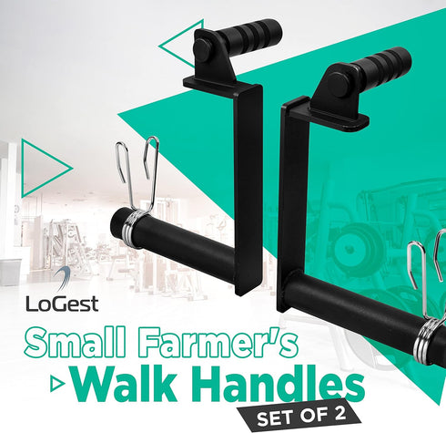 LoGest Farmer Walk Handles Set of 2 with Clip Collars, Portable Exercise Equipment for Body Building Workouts