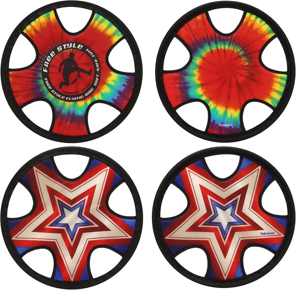 Outdoor Two Soft Frisbee Throwing Disc, Flying Disc for Man and Woman in Yard, Beach, Lawn, Camping, Pool (Neon Lamp +