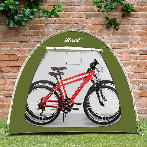 Outdoor Bike Covers Storage Shed Tent, Waterproof Fabric for 2 Bicycles or Tricycles