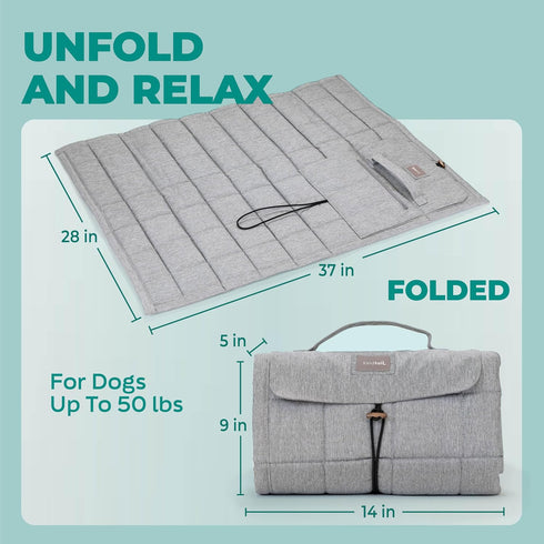 50 lbs 14 9 5 (1.5 lbs, KindTail Nomad Nap Mat - Travel Dog Bed - Machine Washable, Water-Resistant Dog Mat for Pets up