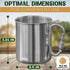 Stainless Steel Mug with Handle - Coffee Camping Mug with Carabiner Handle Portable Backpack Outdoor Cup Lightweight Camping Gear for Men - 13.5Oz Backpacking Coffee Cup Hiking Gift Climbing Mug by ZOKLU