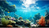 Ocean Floor Fish Tank Background - 48x18in Underwater Coral Reef Decoration with Sunlight