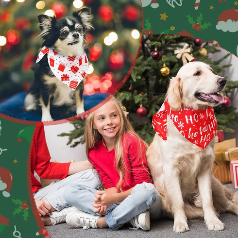 100 Paterr Pieces Dog Bandanas Bulk Christmas Pet Handkerchief Soft Dog Cute Triangle Bibs Kerchief Adjustable Washable