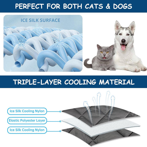 Paw Legend Dog Cooling Mat for Dogs & Cats, Washable Cooling Pad, Summer Cool Tech Fabric for Dog Sleeping Pad - Large