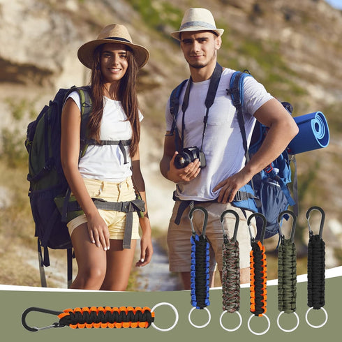 Fumete 20 Pcs Paracord Keychain, Military Braided Clip with Strap for Women, Men, Camping, Fishing, Hiking