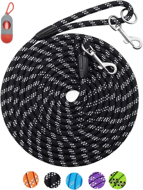 Long Dog Leash for Training 16FT/30FT/50FT/100FT, Reflective Rope Check Cord for Large Medium Small Dogs, Camping