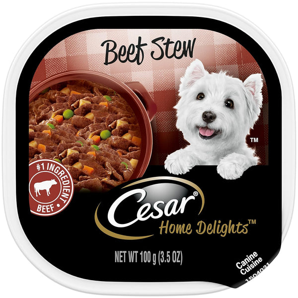 Cesar Home Delight Wet Dog Food, Beef Stew, 3.5 Oz Tray, Pack of 1