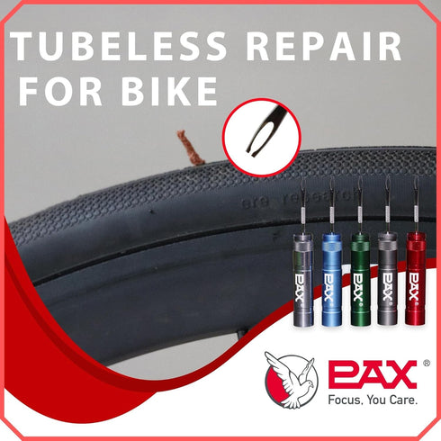 PAX 12 Pcs Tubeless Bike Tire Repair Kit, Includes Storage Canister, Plugger Tool, and Plugs for Fast Repairs